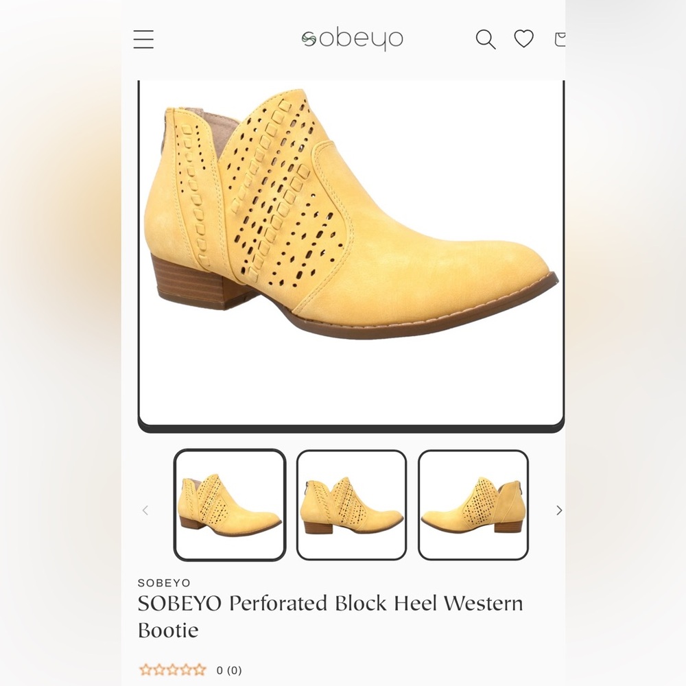Sobeyo perforated block heel western bootie - butter yellow-size 10 - Picture 2 of 9